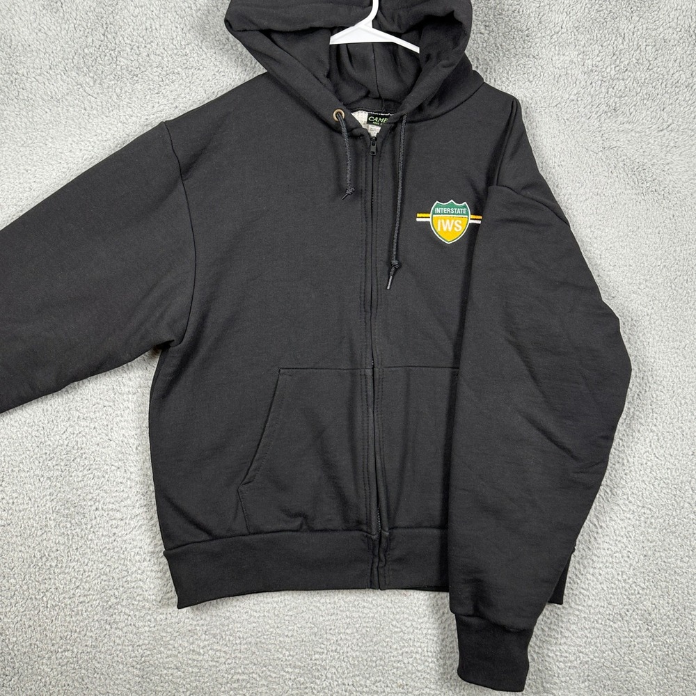 Camber Mens XL Sweatshirt Jacket Black Pocket Full Zip Hoodie Made In USA EUC